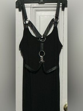 Killstar Black Maxi Dress with Ring Harness Detail